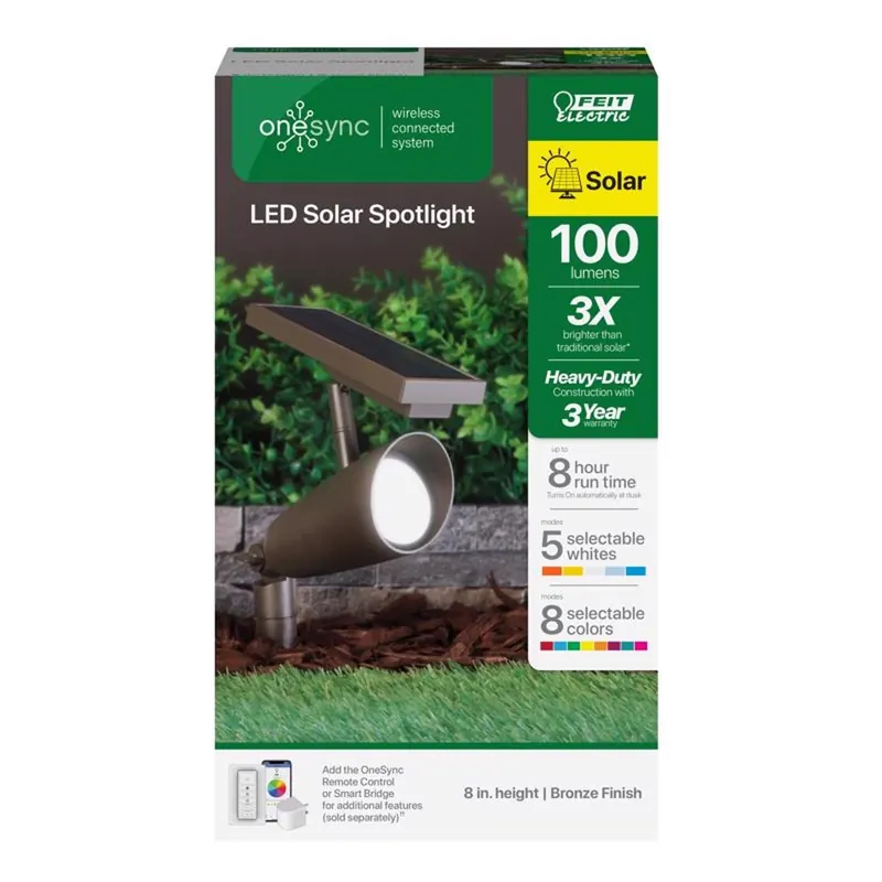 Onesync Bronze Solar Powered/remote 1 W Led Spotlight 1 Pk