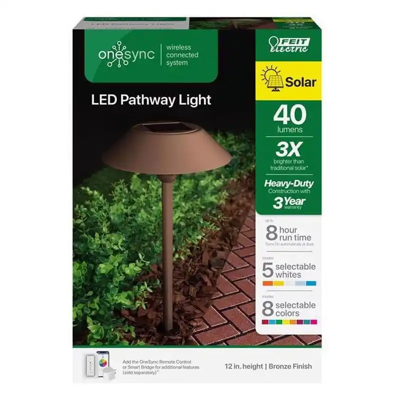 Onesync Bronze Solar Powered 0.4 W Led Pathway Light 1 Pk