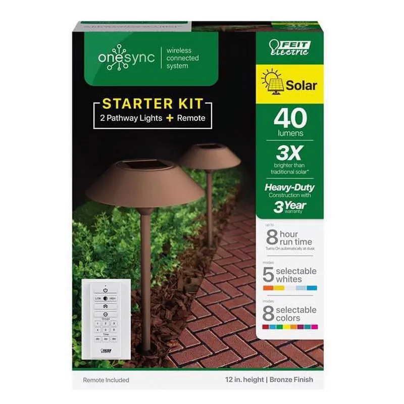 Onesync Bronze Solar Powered 0.4 W Led Pathway Light 2 Pk