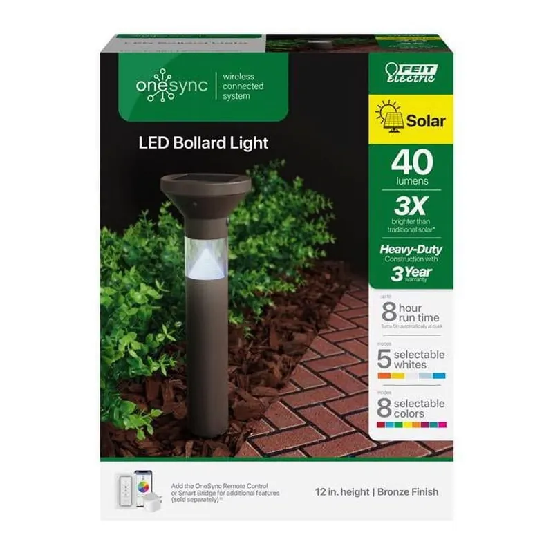 Onesync Oil Rubbed Bronze Solar Powered 0.4 W Led Bollard Light 1 Pk