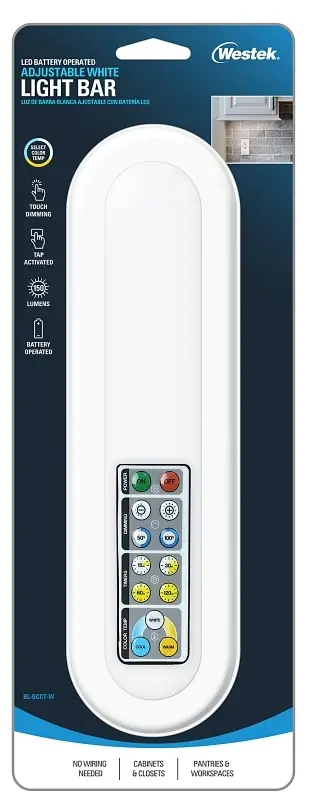 12.0 In. L White Battery Powered Led Light Bar W/remote 150 Lm