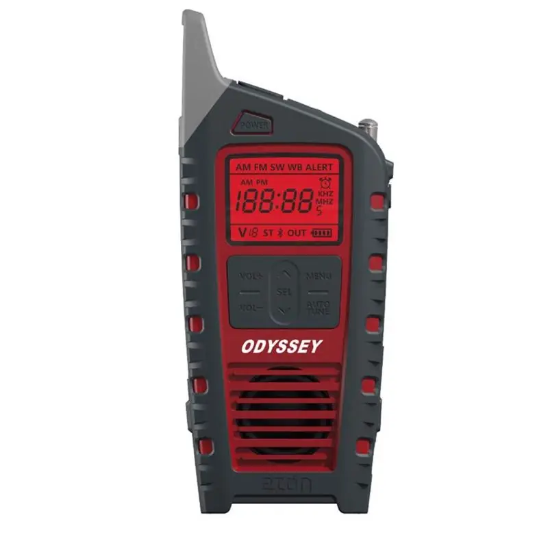 Black/red Digital Alarm Clock With Weather Alert, Battery Operated