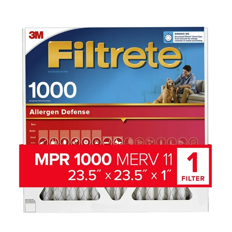 23 In. W X 23 In. H X 1 In. Polypropylene 1000 Mpr Pleated Allergen Air Filter 1 Pk