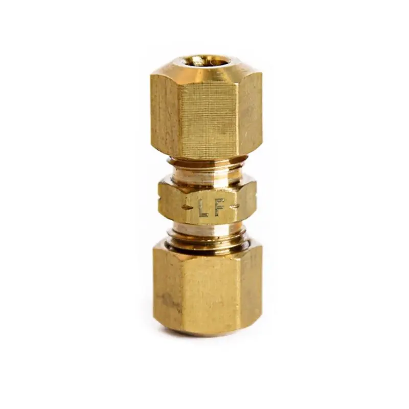 3/16 In. Compression X 3/16 In. D Compression Yellow Brass Union Fitting