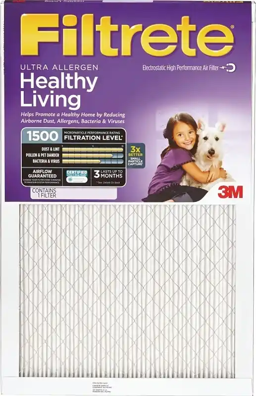 10 In. W X 20 In. H X 1 In. 1500 Mpr Pleated Allergen Air Filter 1 Pk