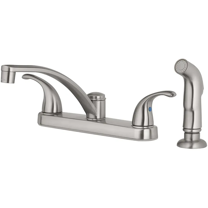 Coastal Two Handle Brushed Nickel Kitchen Faucet With Side Sprayer