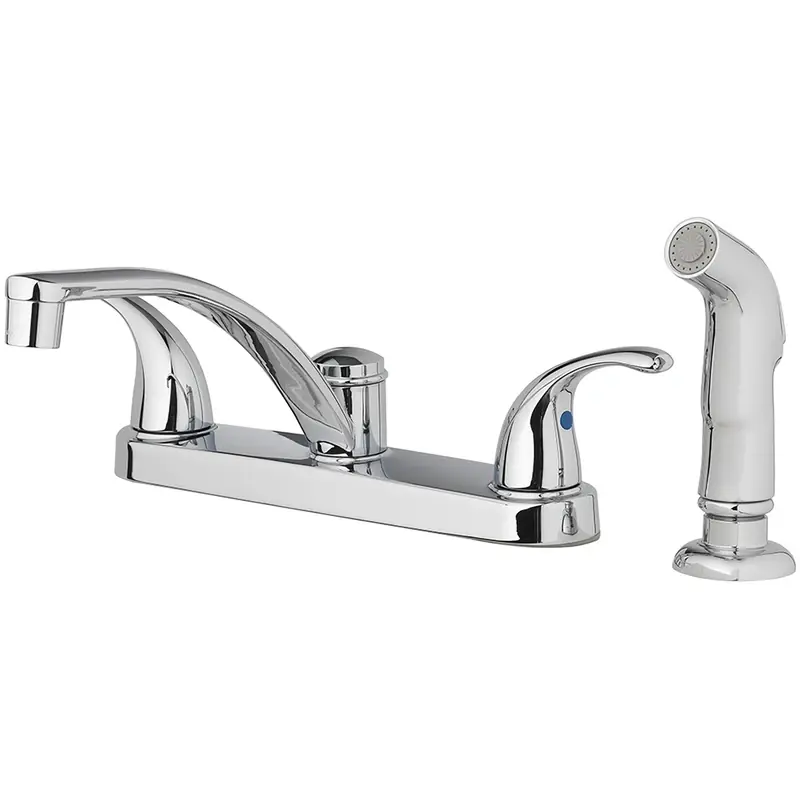 Two Handle Chrome Kitchen Faucet With Side Sprayer And Ceramic Valve