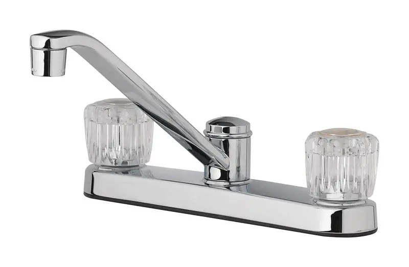 Essentials Two Handle Chrome Kitchen Faucet With Mid Arc Spout And 1.8 Gpm Flow Rate
