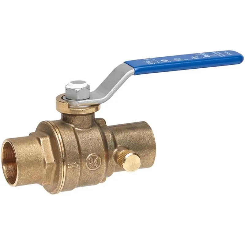 3/4 In. Brass Sweat Ball Valve With Drain Full Port Quarter-turn Lever For Water/oil/gas