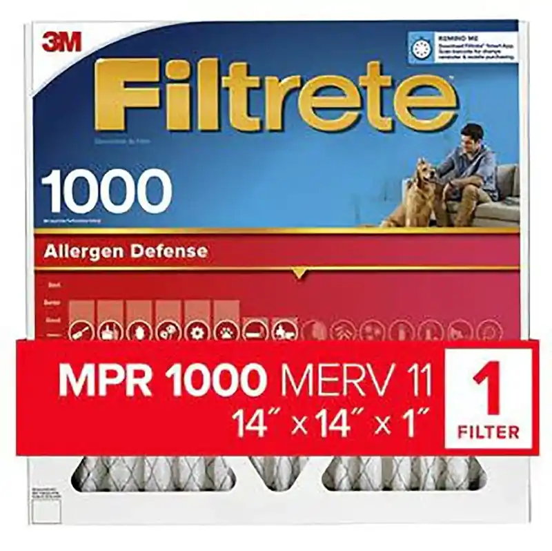 14 In. W X 14 In. H X 1 In. 1000 Mpr Pleated Allergen Air Filter 1 Pk
