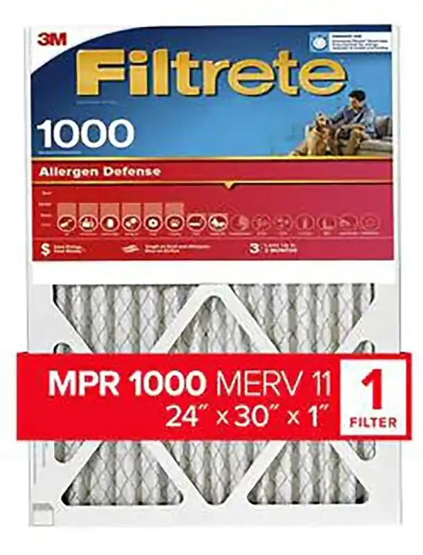 24 In. W X 30 In. H X 1 In. 1000 Mpr Pleated Allergen Air Filter 1 Pk