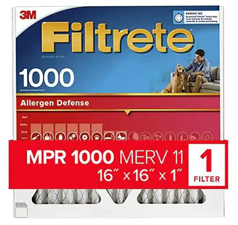 16 In. W X 16 In. H X 1 In. 1000 Mpr Pleated Allergen Air Filter 1 Pk
