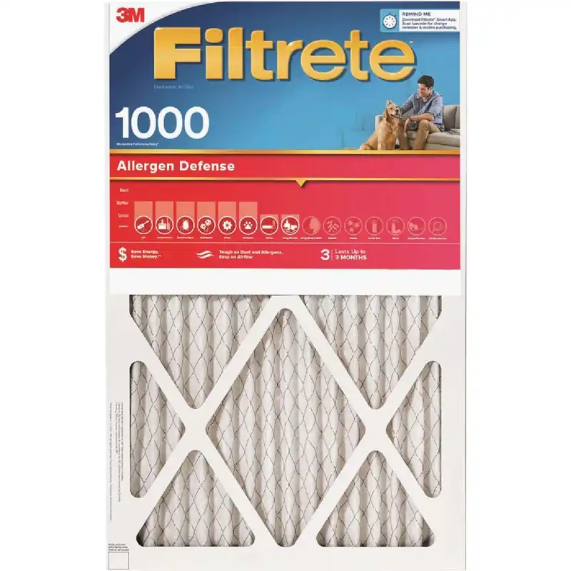 16 In. W X 24 In. H X 1 In. 1000 Mpr Pleated Allergen Air Filter 1 Pk