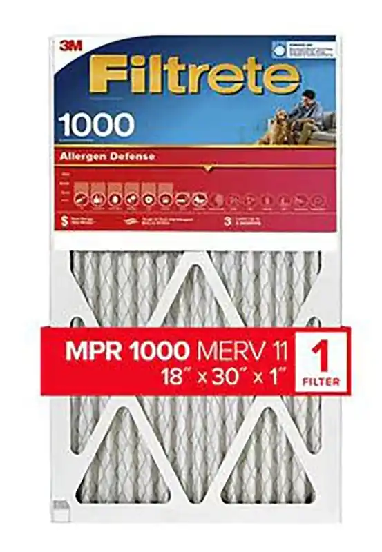 18 In. W X 30 In. H X 1 In. Polypropylene 1000 Mpr Pleated Allergen Air Filter 1 Pk