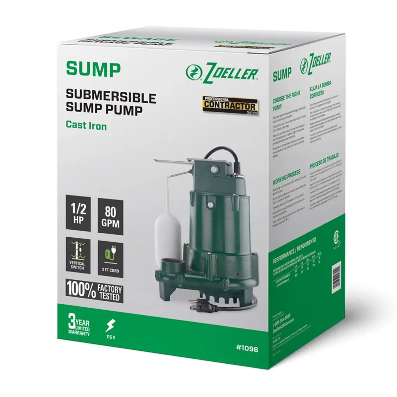 1/2 Hp Pro 115v Cast Iron Submersible Sump Pump With Vertical Float Switch