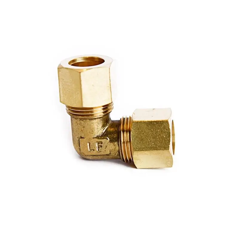 1/2 In. Compression X 1/2 In. D Compression Yellow Brass 90 Degree Elbow Fitting