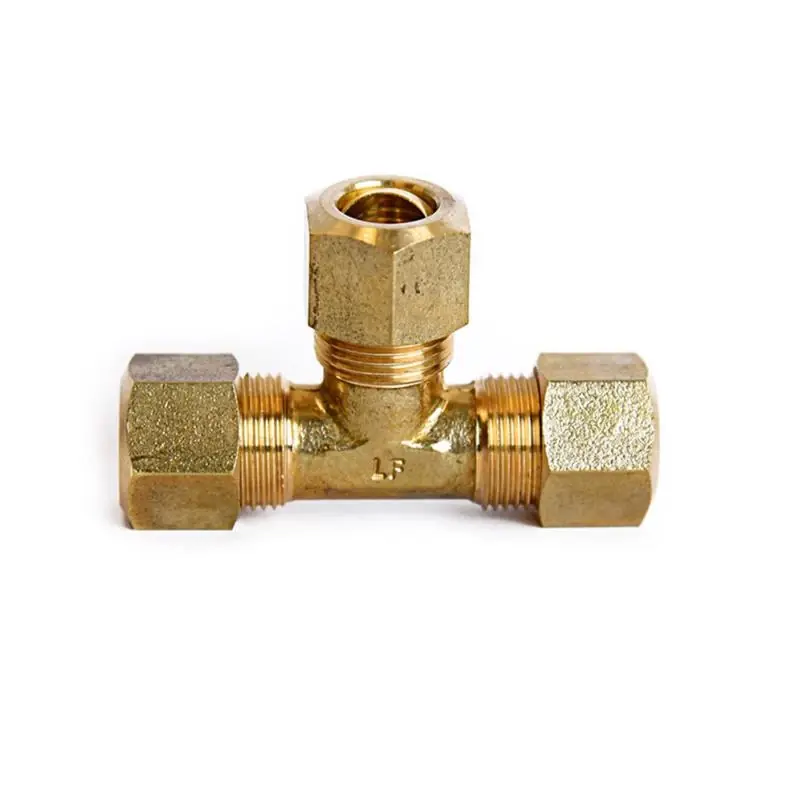 3/8 In. Compression X 3/8 In. D Compression Yellow Brass Tee Fitting