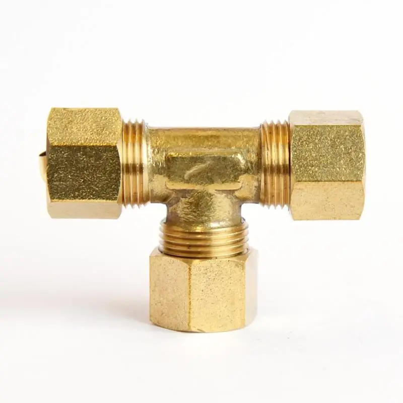 1/2 In. Compression X 1/2 In. D Compression Yellow Brass Tee Fitting