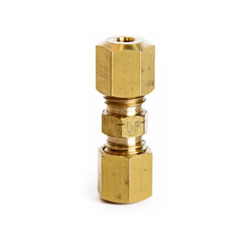 1/8 In. Compression X 1/8 In. D Compression Yellow Brass Union Fitting