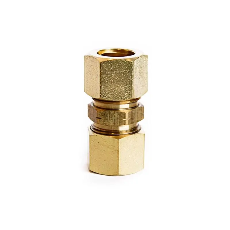 1/2 In. Compression X 1/2 In. D Compression Yellow Brass Union Fitting