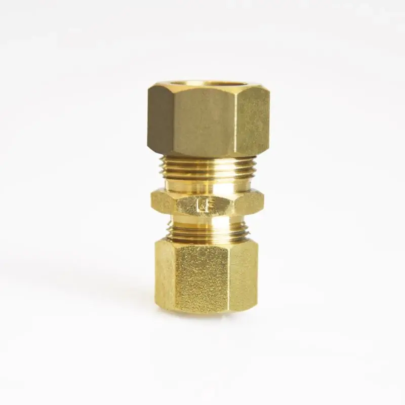 5/8 In. Compression X 1/2 In. D Compression Yellow Brass Union Fitting