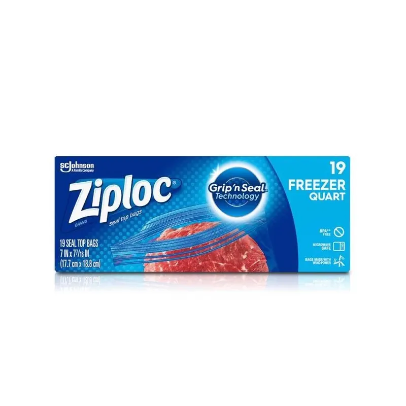 Ziploc 1 Qt Clear Freezer Bag 19 Pk
