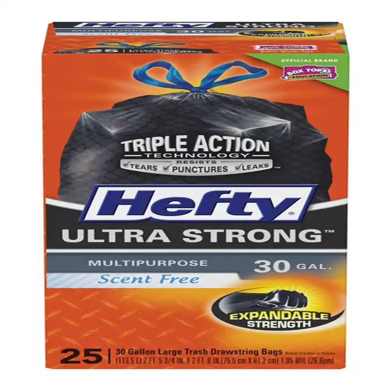 Ultra Strong 30 Gal No Scent Trash Bags Drawstring 25 Pk
