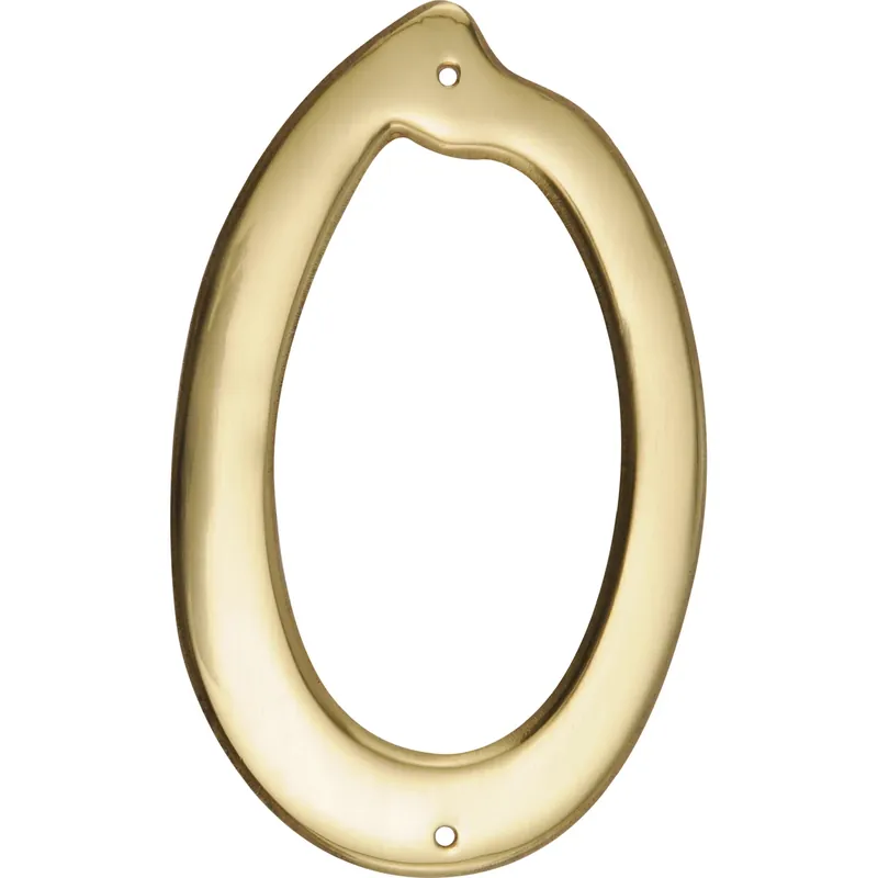 4 In. Gold Brass Nail-on Number 0 1 Pc