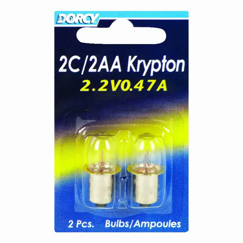 2c/2aa Clear Krypton Flashlight Bulb 2.2 V Bayonet Base