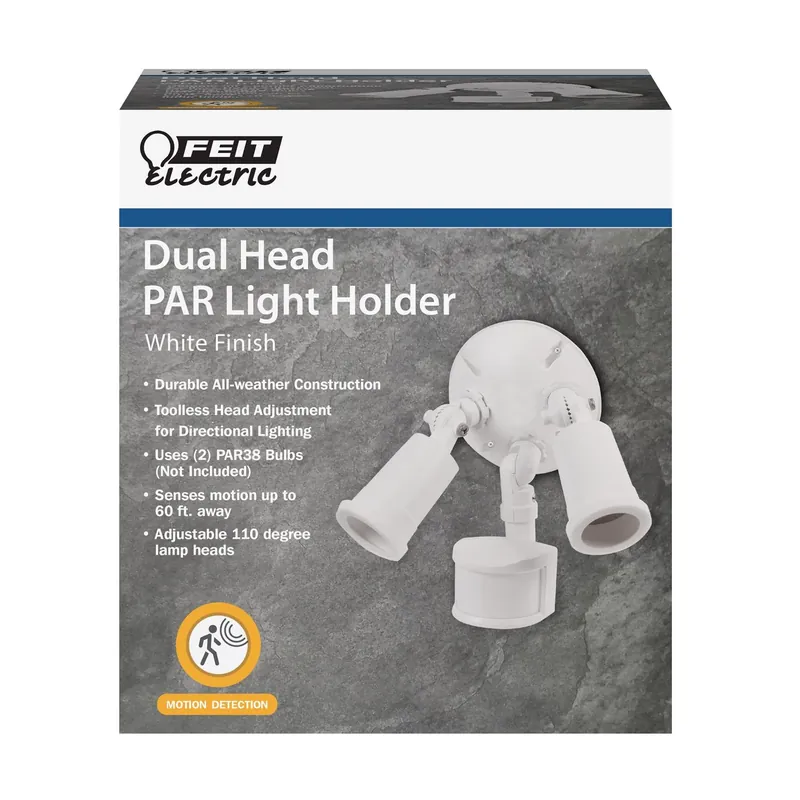 Motion-sensing 180 Degree White Dual Floodlight Hardwired With Par38 Bulbs