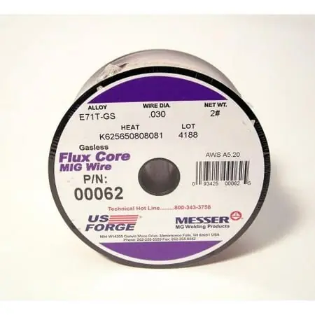 62 Flux Core Mig Welding Wire 2 Pound .030 Inch Spool