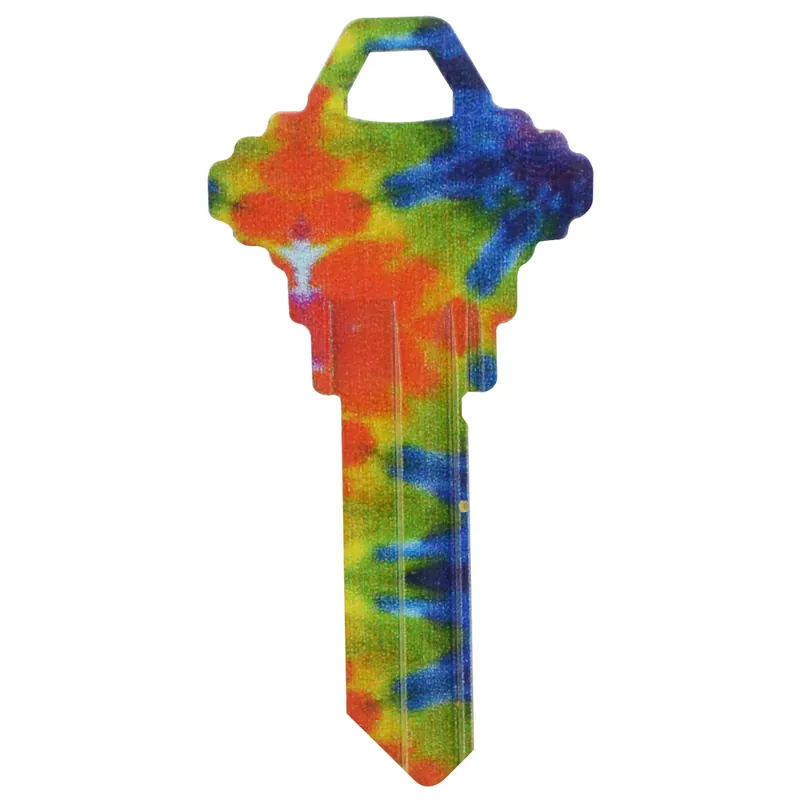 Wackey Tie Dyed House/office Key Blank 68 Single For Schlage Multicolored