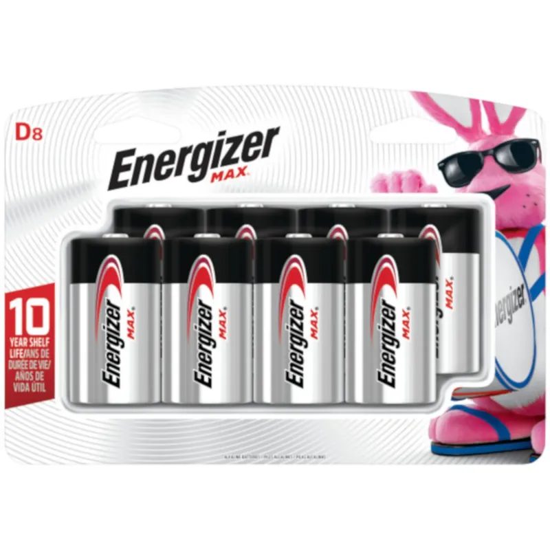 D Alkaline Batteries 8 Pk Carded