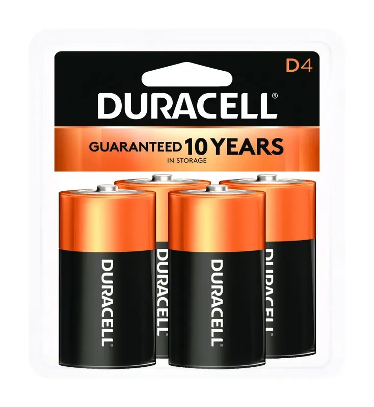 Coppertop D Alkaline Batteries 4 Pk Carded