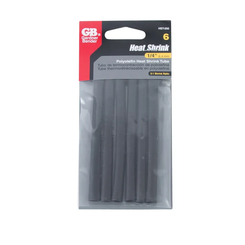 1/4 In. D Heat Shrink Tubing Black 6 Pk