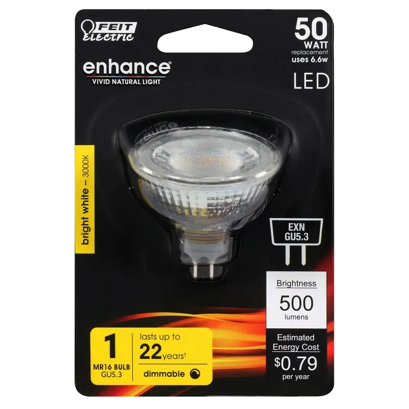 Mr16 Gu5.3 Led Bulb Bright White 50 Watt Equivalence 1 Pk