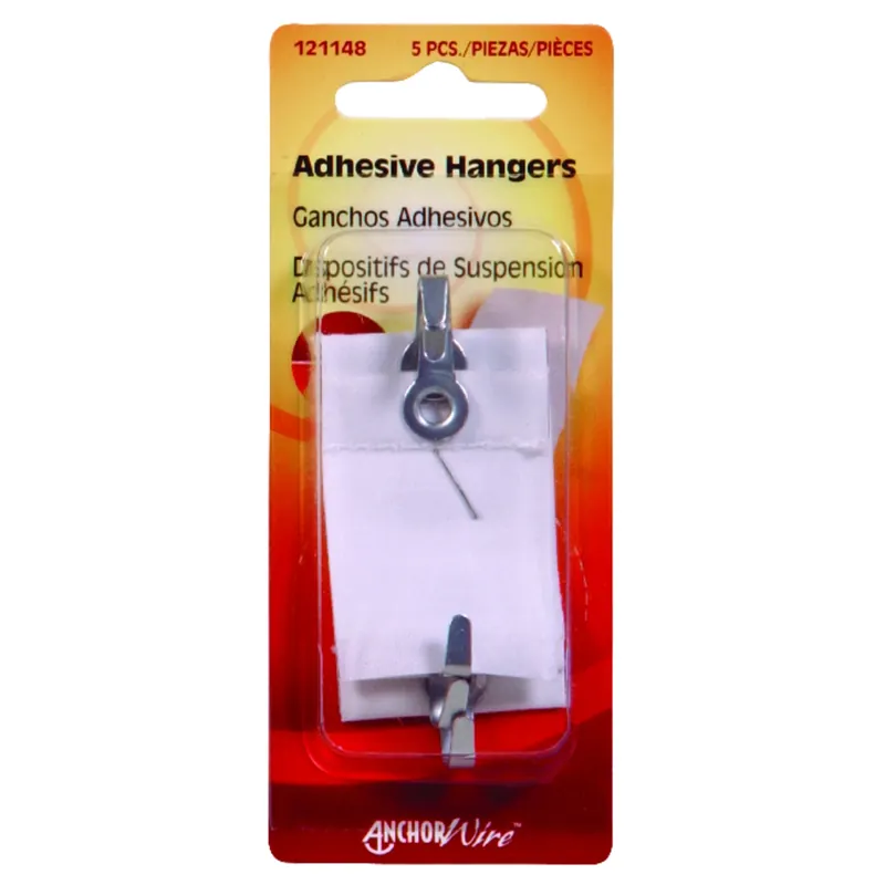 Steel-plated Clear Adhesive Hangers 1-1/2 Lb 5 Pk