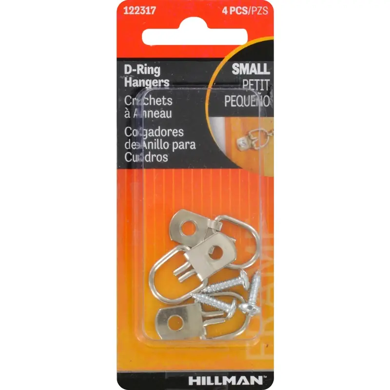 Zinc Silver Small D-ring Hanger 1 Lb 4 Pc