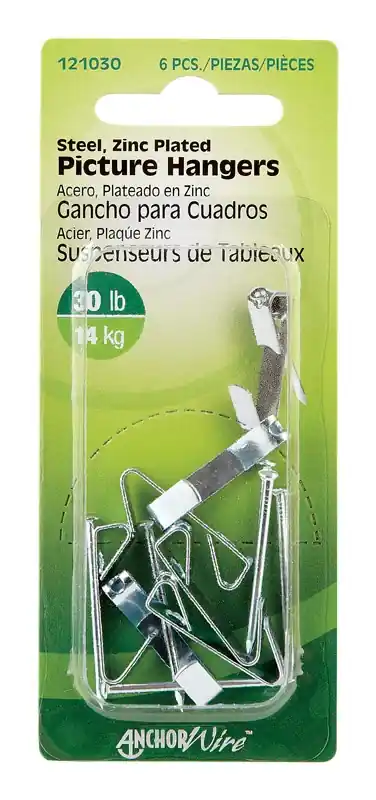 Zinc Silver Conventional Picture Hanger 30 Lb 1 Pk
