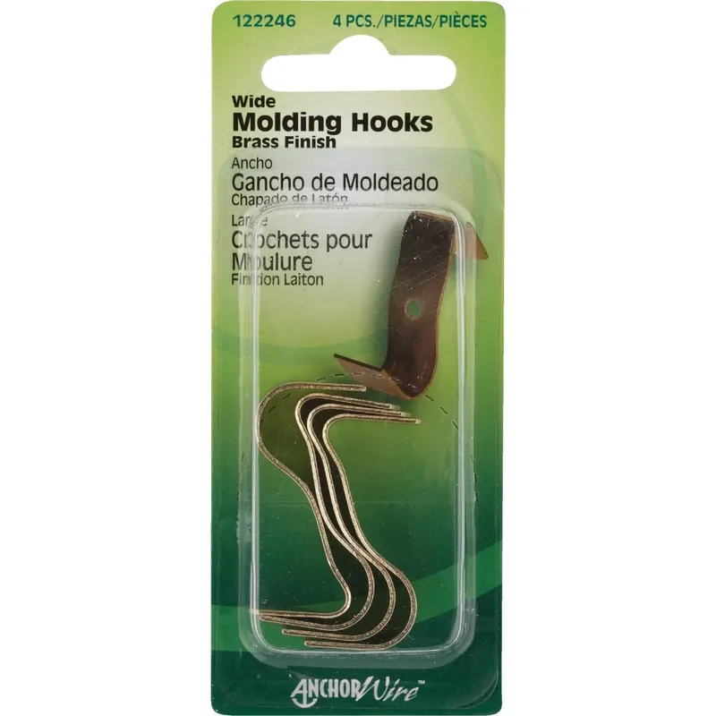 Brass-plated Gold Small Molding Hook 1 Lb 1 Pk