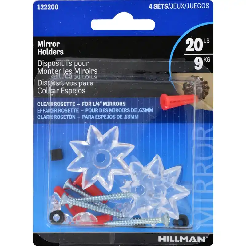 Plastic Coated Clear Heavy Duty Mirror Holder 20 Lb 1 Pk