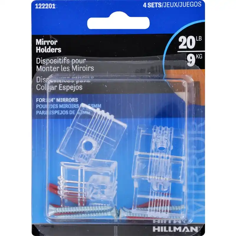Plastic Coated Heavy Duty Mirror Holder Kit 20 Lb 1 Pk