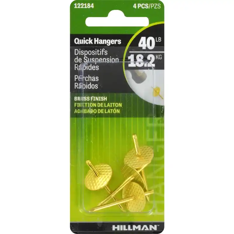 Brass-plated One Piece Quick Hanger 40 Lb 4 Pk