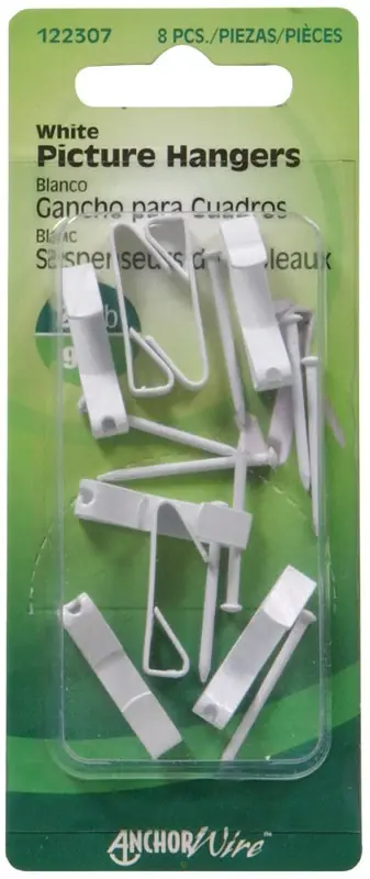 Steel-plated White Conventional Picture Hanger 20 Lb 8 Pk