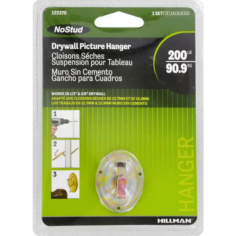 Zinc Silver Drywall Picture Hanger 200 Lb 1 Pk