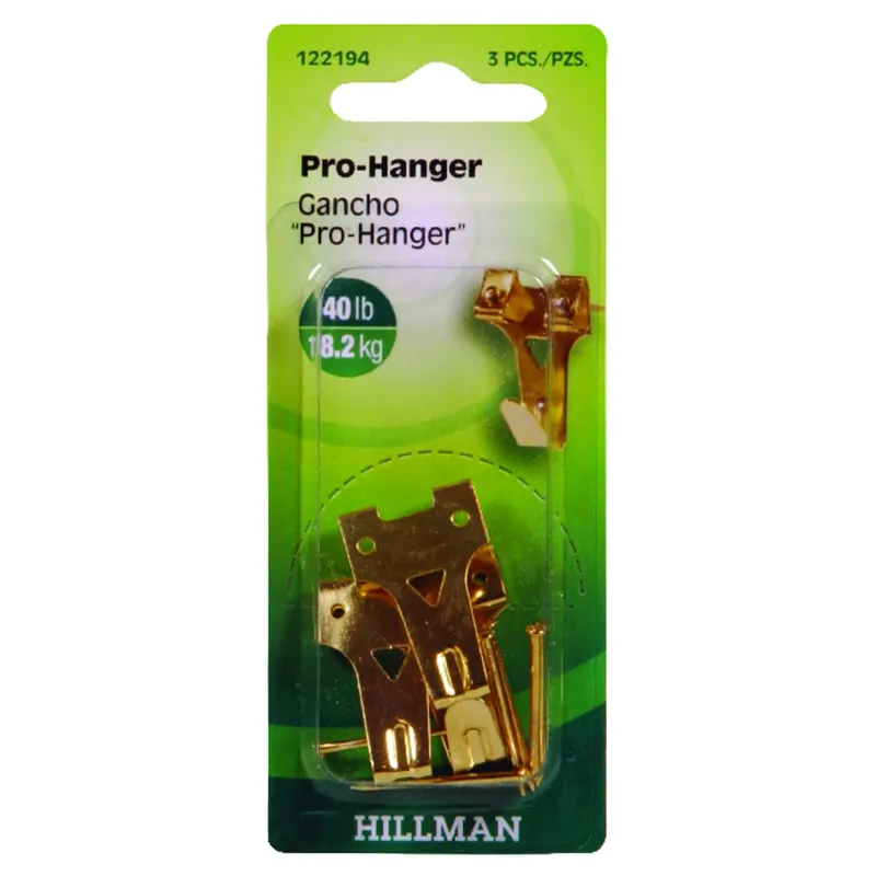 Brass-plated Gold Professional Picture Hanger 40 Lb 1 Pk