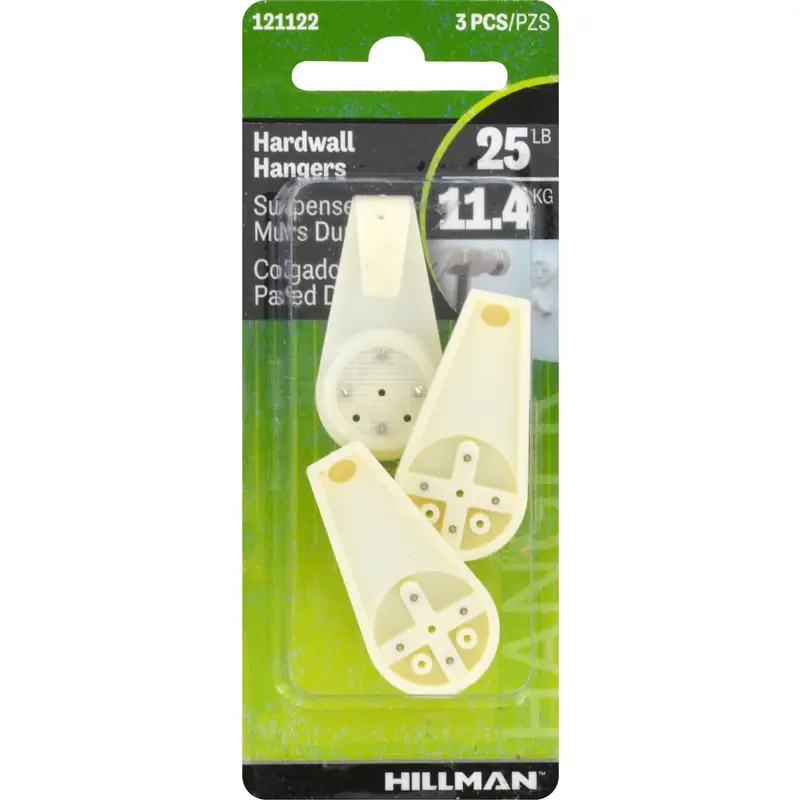 Plastic Coated White Hardwall Picture Hook 25 Lb 3 Pk