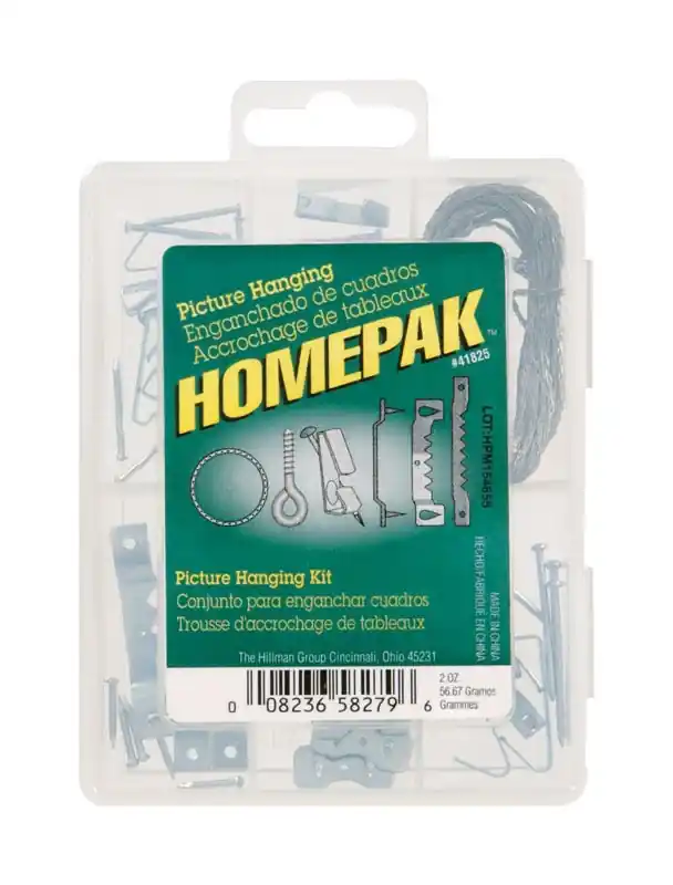 Homepak Zinc Silver Standard Picture Hanging Set 30 Lb 50 Pk
