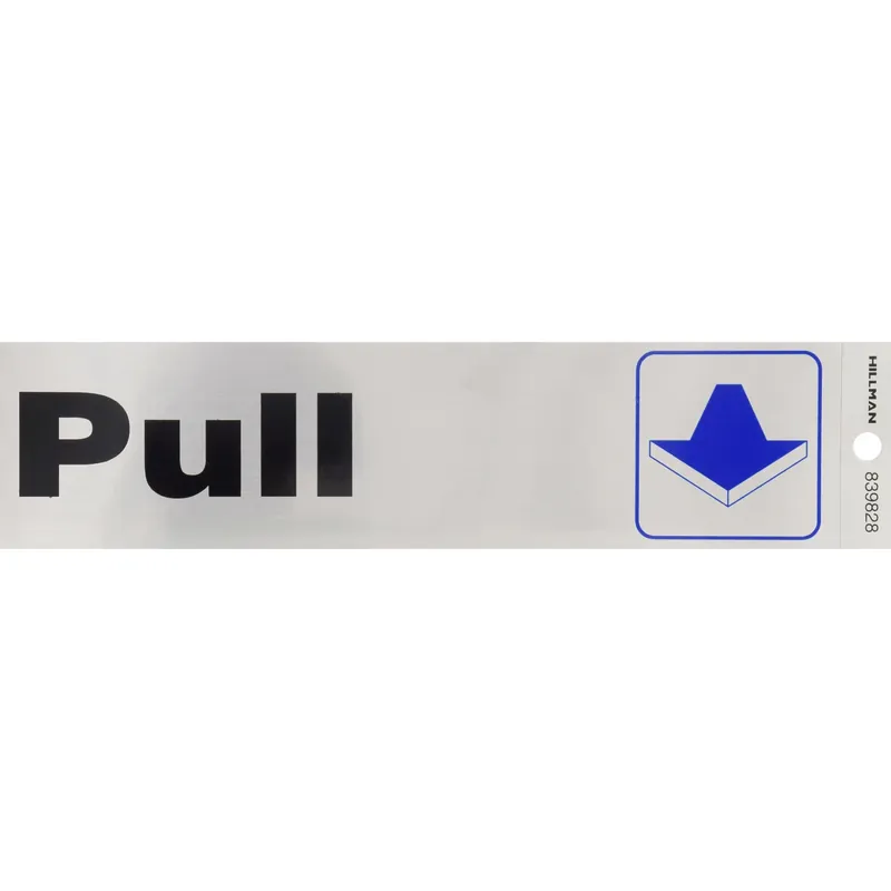 English Silver Push/pull Decal 2 In. H X 8 In. W