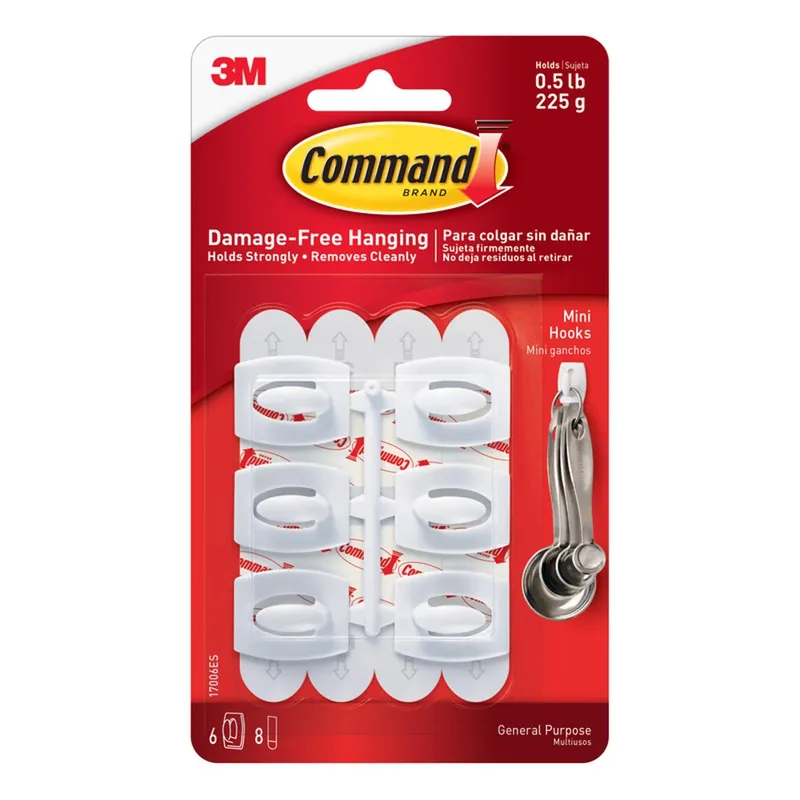 Command Mini Plastic Hook 1.08 In. L 6 Pk